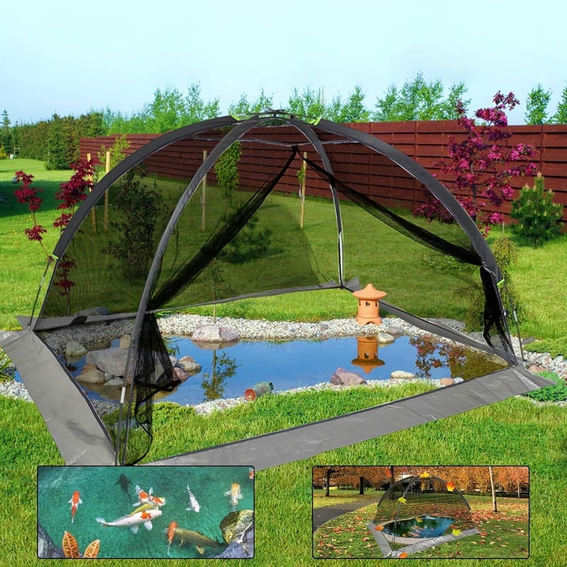 Sharellon Pond Cover Net - Heavy Duty Nylon Dome Mesh with Zippers - 10X8FT Protector for Garden Pond Koi Fish and Plants - Birds & Leaves Animals Barrier - Image 1